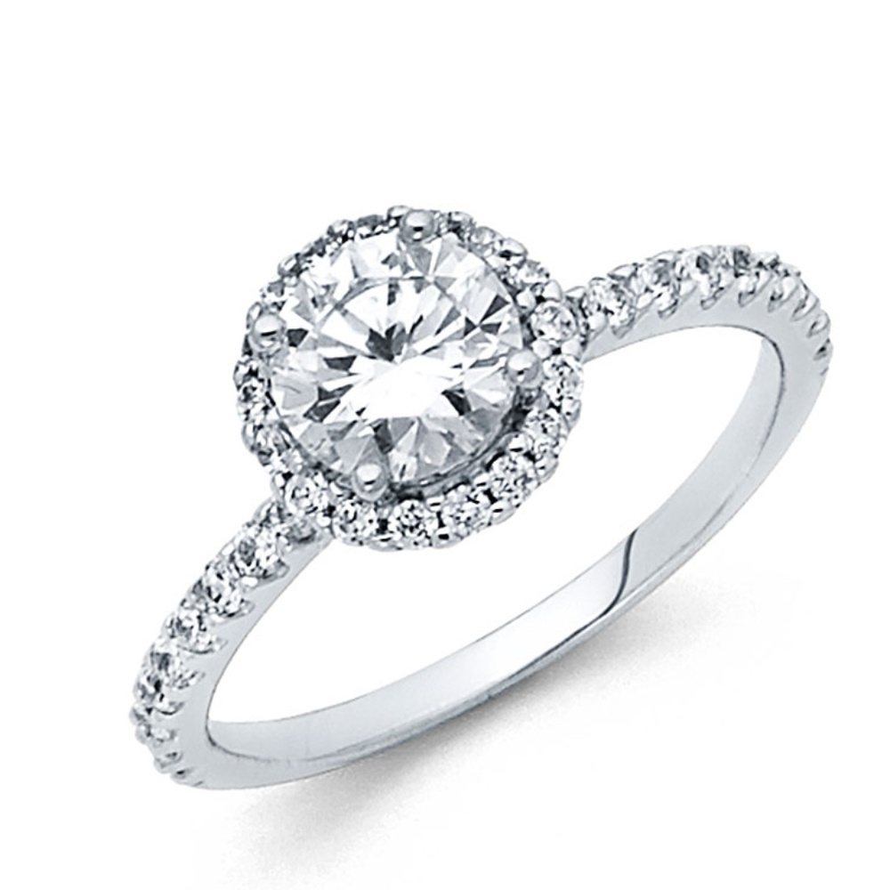 New 14k white gold Round cut Engagement Ring size 5 6 7 8 9